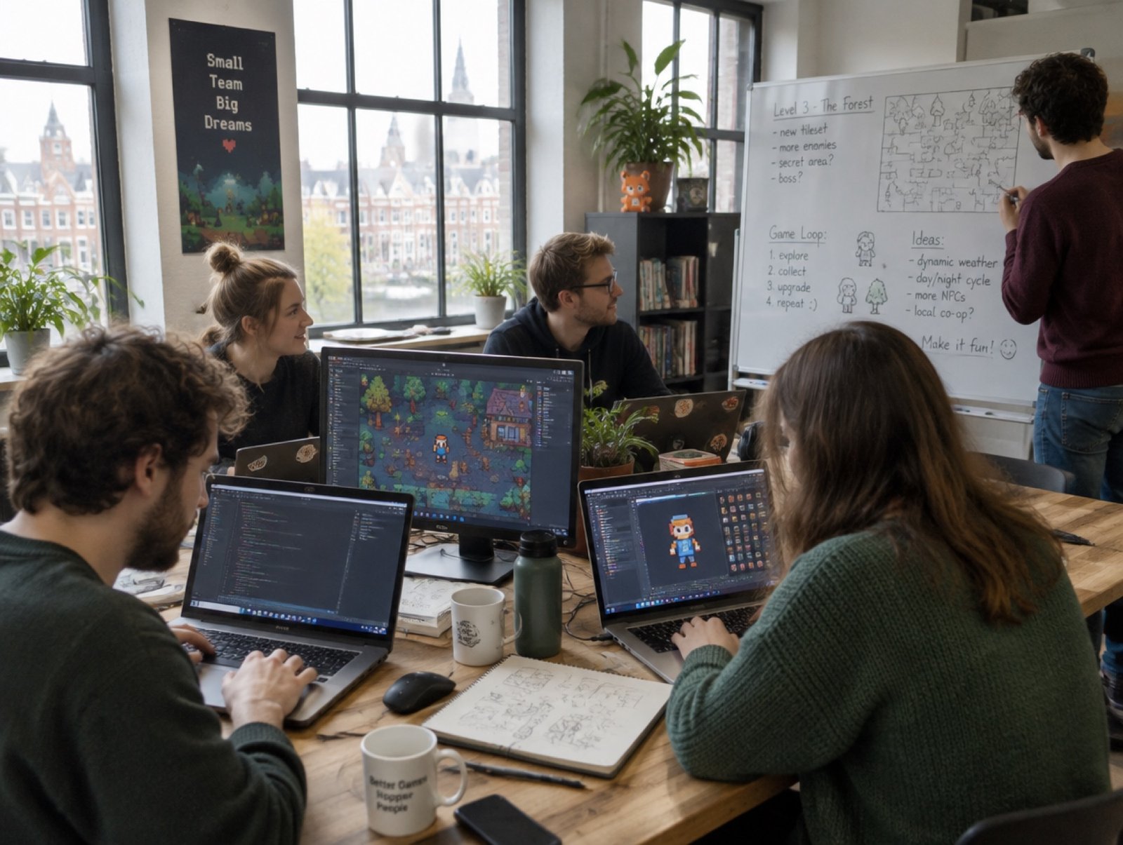 Team aan het werk rond een tafel